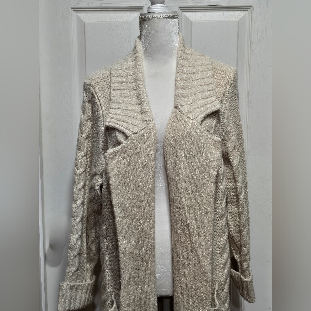 Torrid Chunky Coatigan Cream Cable Knit Sweater Duster Jacket - Picture 3 of 15